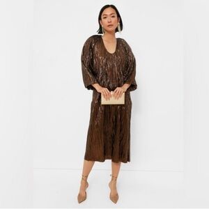 Tuckernuck Hyacinth House Metallic Brown Long Dress, size XS, NWT